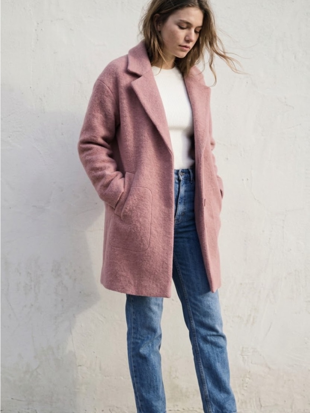 AUM Wool Blend Double Breasted Trench Coat Size M